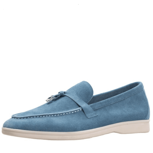Air Force Blue Womens Slip-on Suede Yacht Loafers