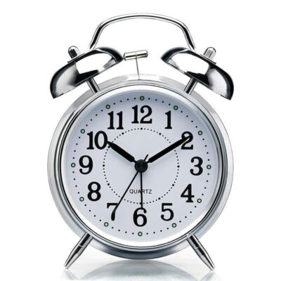 Twin Bell Bedside Alarm Clock silver