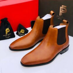 Frank Perry Brown Wholecut Almond Toe Chelsea Boot