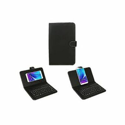 Leather Case with USB Keyboard for OTG Enabled Phones - Black