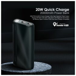 oraimo Traveler 4 Pro 20W PD3.0 QC3.0 Quick Charge 20000mAh Power Bank