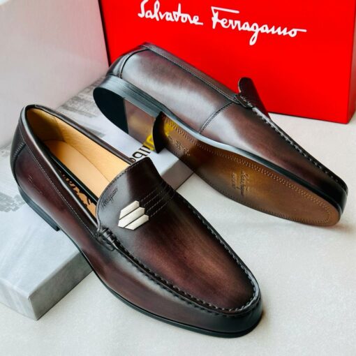 Salvatore Ferragamo Coffee Brown Tonal Leather Loafer
