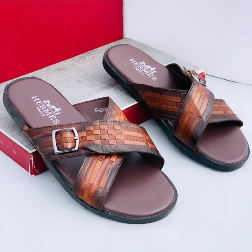 brown leather slippers