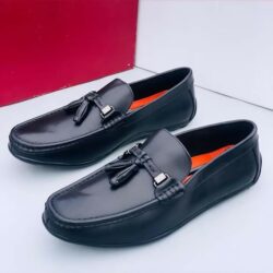 Black Leather Loafer Shoe