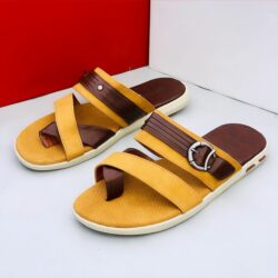 Brown Cross Sandals with belt buckle
