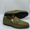 Camou green leather loafer shoe