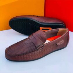 Clarks Brown Leather Patterned Loafer Shoe