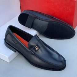 Louis Vuitton Black Leather Loafer Shoe