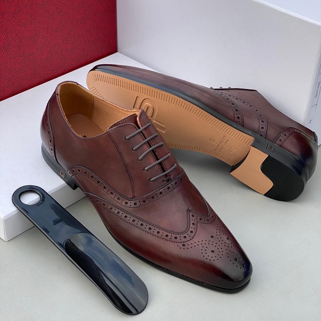 Frank Perry Brown Brogue Executive Leather Shoe | Buy Online At The ...