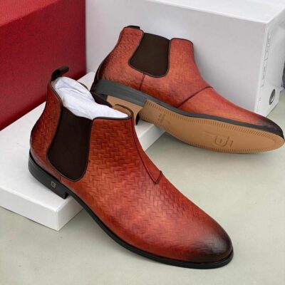 Frank Perry Brown Patterned Leather Chelsea Boot
