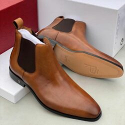 Frank Perry Brown Polished Leather Chelsea Boot