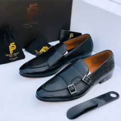 Frank Perry Classic Executive Patterned Loafer with Double Buckle