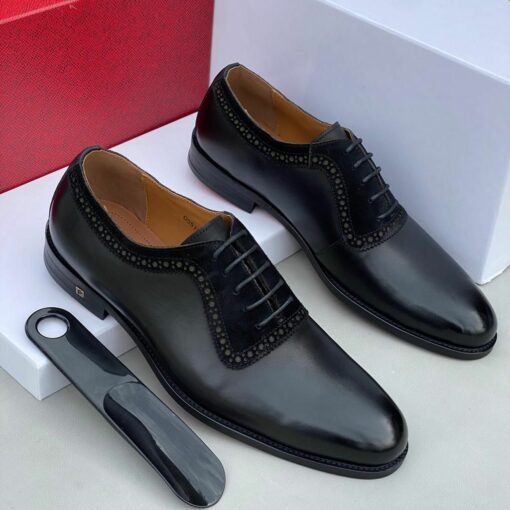 Frank Perry Executive Well-Designed Smooth Black Leather Shoe
