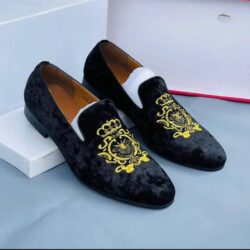 Golden Black Executive Suede Loafer Shoe