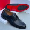 Frank Perry Executive Black Polished Leather Shoe with Patterned Toe