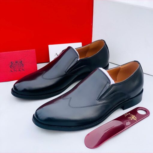 Anax Classic Black Plain Executive Shoe