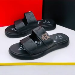 Casual Black Leather Pair of Slippers