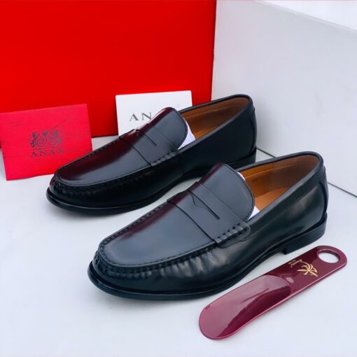 Anax Executive Black Polished Leather Loafer Shoe