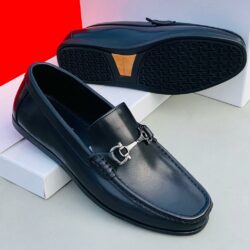 Ferragamo Executive Black Leather Loafer Shoe