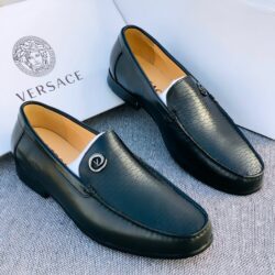 Executive Black Leather Versace Loafer Shoe