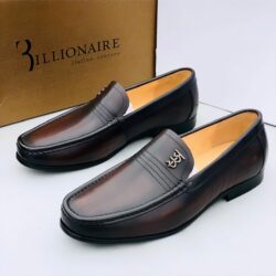 Executive Wine Black Billionaire Leather Loafer Shoe with Black Toe
