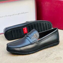 Salvatore Ferragamo Classic Black Leather Loafer Shoe