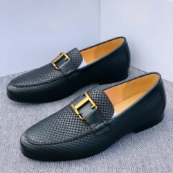 TOD's Classic Black Patterned Leather Loafer Shoe