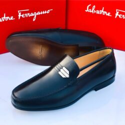 Salvatore Ferragamo Executive Black Plain Leather Loafer Shoe