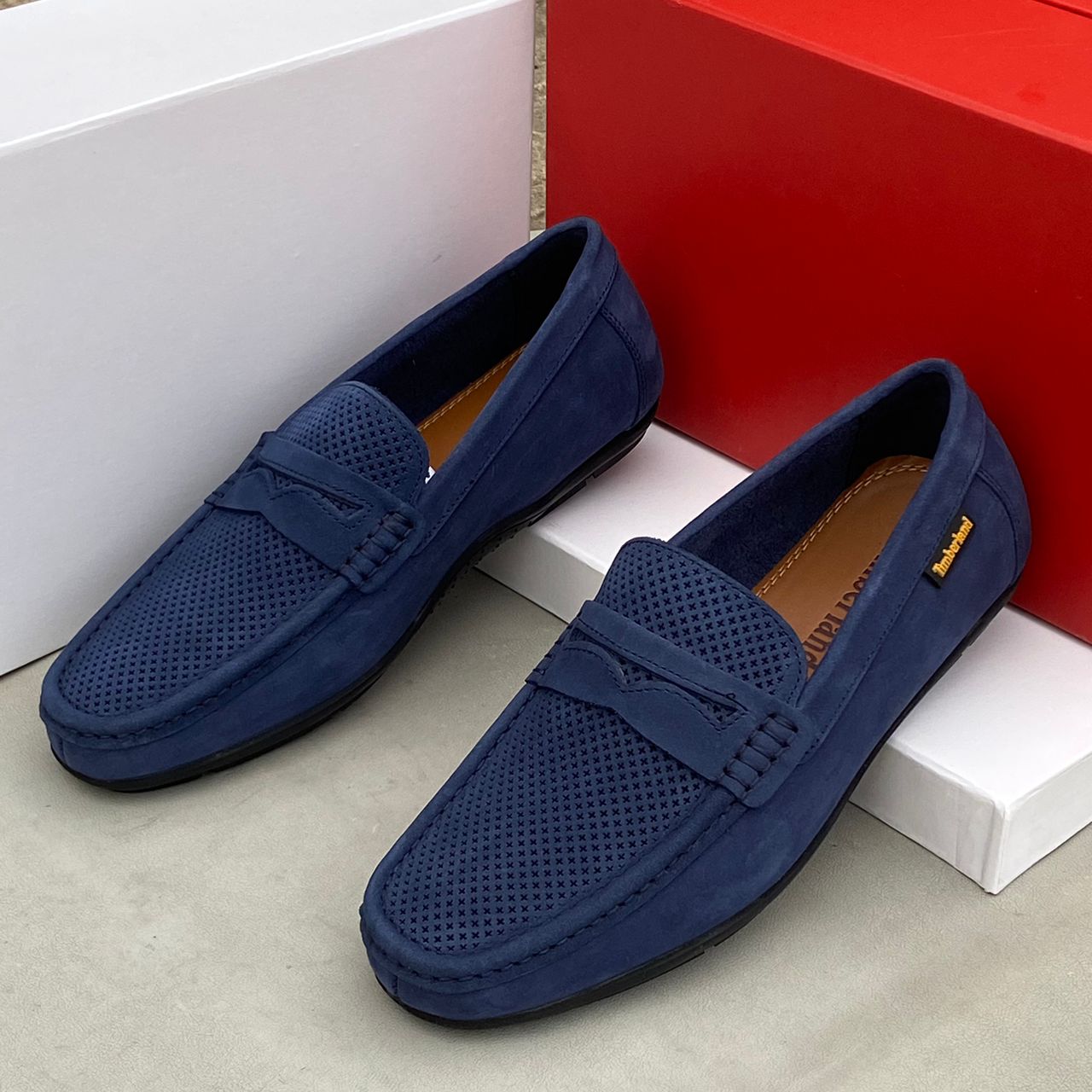 Classic Blue Leather Suede Timberland Loafer Shoe