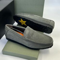 Dior Classic Grey Leather Suede Loafer Shoe