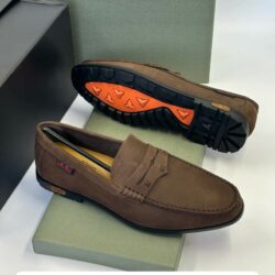 Calvin Klein Dark Brown Leather Suede Loafer Shoe