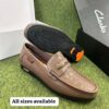 Clarks Leather Brown Crocodile Pattern Loafer Shoe