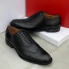 Frank Perry Executive Black Toe Patterned Leather Shoe