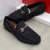Salvatore Ferragamo Classic Black Suede Leather Loafer Shoe