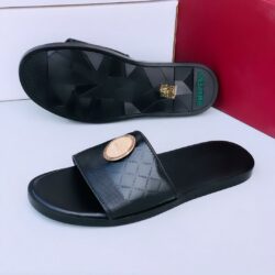 Black HMRCEMS Leather Slides