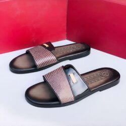 Casual Coffee Brown Leather Slides